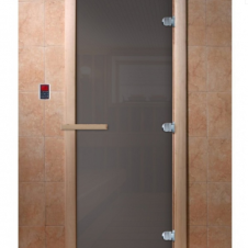 Дверь DoorWood "Сумерки" Графит 190х70, 8мм, 3 петли, коробка листва