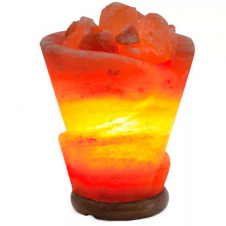 Декоративно-обработанная соляная лампа в комплекте Ваза с камнями с диммером