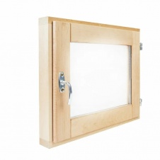 Окно для бани из ольхи "финское" со стекловакетом 50х50 см