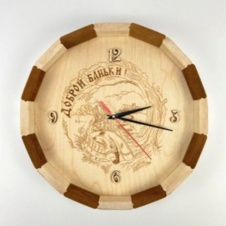 Часы Бондарные "Доброй Баньки" 320х320х45" комбинированные термолипой (Бондарные изделия упакованные