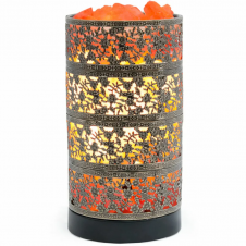 Декоративно-обработанная соляная лампа-камин Цилиндр Бронза